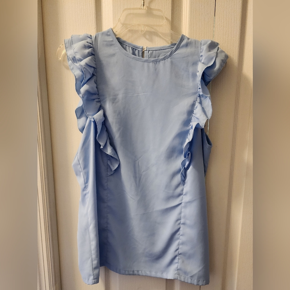 Light Blue Ruffled Blouse